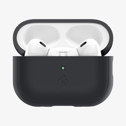 ACS05479 - Apple AirPods Pro 2 Case Silicone Fit + strap in black showing the front and side with strap